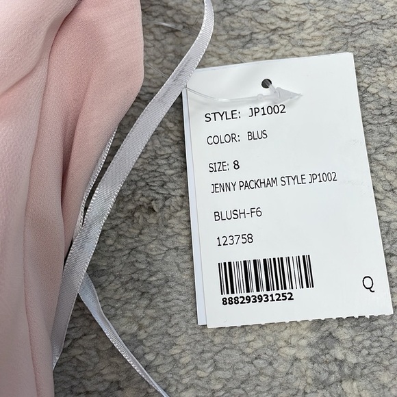 NWT Jenny Packham Chiffon Maxi Dress Gown Bridesmaid Twist Back JP1002 Blush 8 - Picture 11 of 13